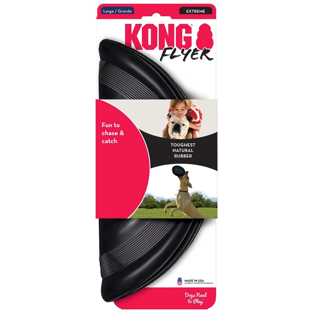 Kong Extreme Rubber Flyer for Dogs - Large - Black