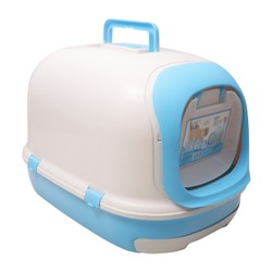 Pets.Love.Earth Cat Litter Box blue (Closed) With Filter Base and Trey 24x50x16.5