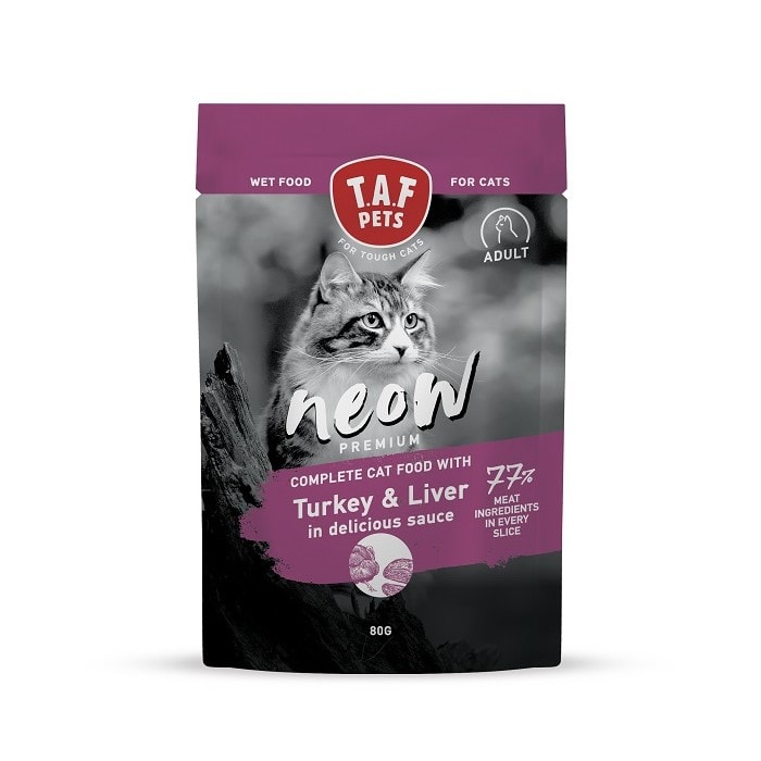 TAF Neow Premium Wet Food For Adult Cat Pouch with Turkey and Liver in Sauce 80g
