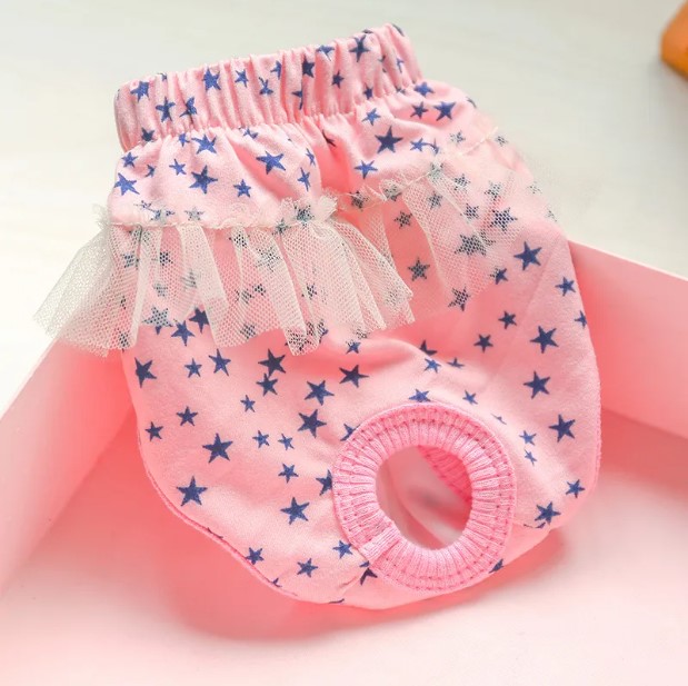 Pets.Love.Earth Cute Pink Physiological Pants-Stars