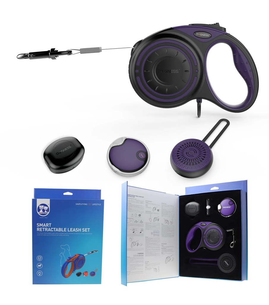Dogness Smart Retractable Leash Set Purple
