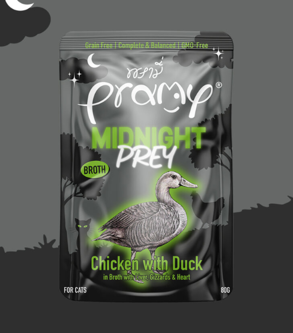 Pramy Chicken with Duck Broth Midnight Prey Cat Pouch 80g