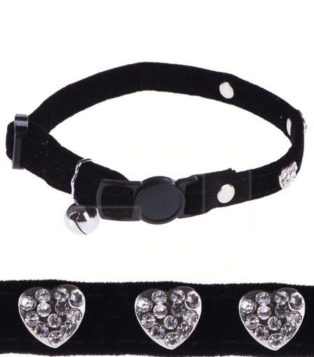 [8886467580123] Pawise Cat Collar- Diamond Heart, Black