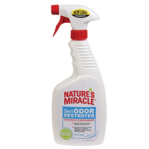 [018065054524] Nature's Miracle 3 in 1 Odor Destroyer Fresh Linen709Ml