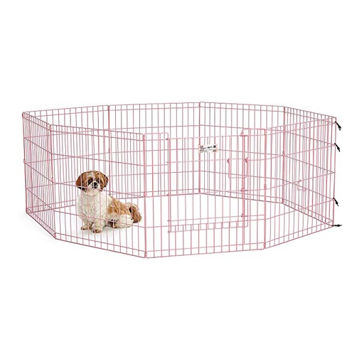 [027773018179] Midwest Exercise Pen W/Full Max Lock Door Pink 24''