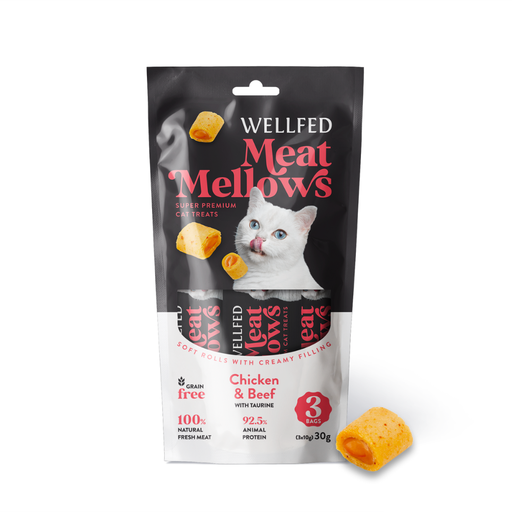 [5206819210714] Pet Interest Wellfed Meat Mellows Chicken & Beef (3x10g)  For Cat
