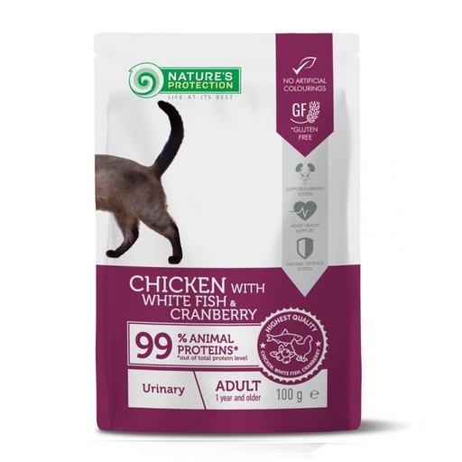 [4779051636549] Nature's Protection Pouch For Cat Urinary Chicken White Fish and Cranberry 100g