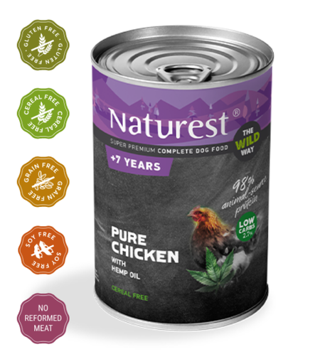 [5206819140943] Pet Interest Naturest The wild Way Pure Chicken with Hemp oil For +7yrs Dog 400g