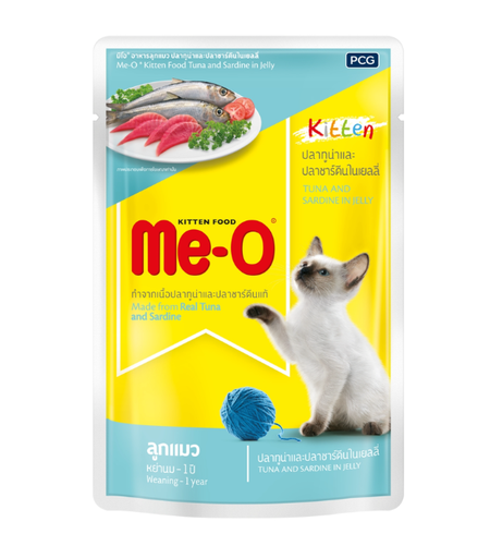 [8850477017221] Me-O Kitten Food – Tuna with Sardine in Jelly (80g Pouch)