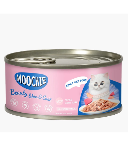 [8859710204787] Moochie Canned Cat Mince with Tuna – Beauty Skin & Coat (156g)