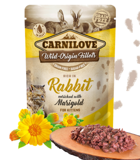 [8595602540181] Carnilove Cat Pouch Rich in Rabbit enriched with Marigold (24pcs x 85g)