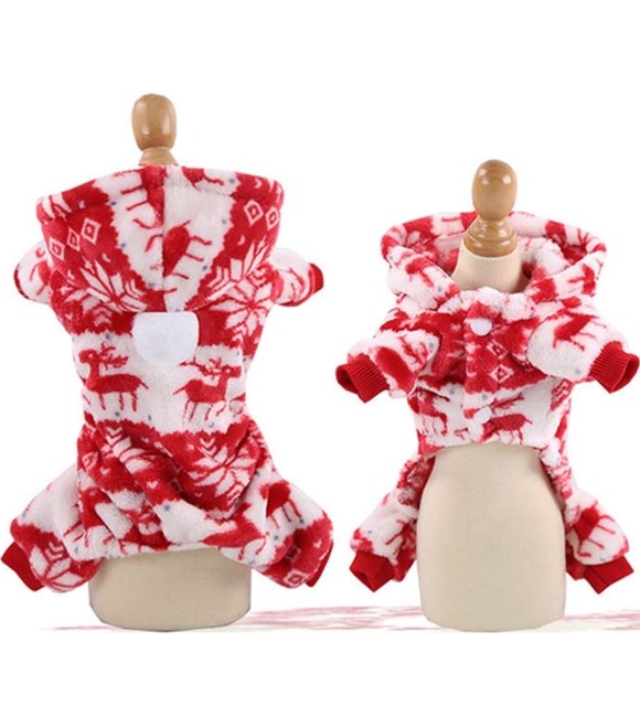 Pets.Love.Earth Winter Elk Pattern Four-legged Hooded