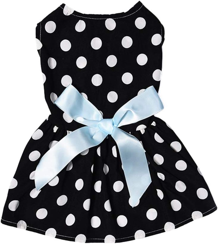 Pets.Love.Earth Polka Dot Ribbon Cozy Sleeveless Dress Black &amp; White