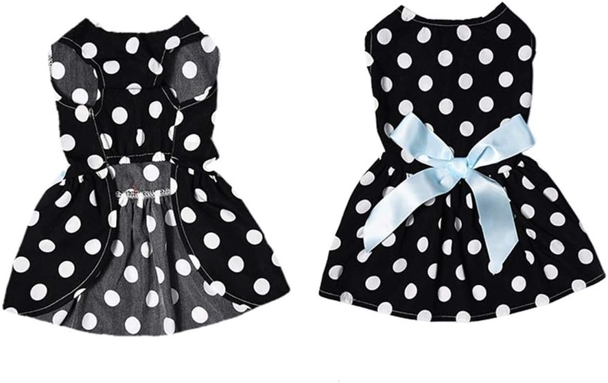 Pets.Love.Earth Polka Dot Ribbon Cozy Sleeveless Dress Black &amp; White