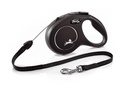Flexi New Classic Retractable Cord Leash 8M Black
