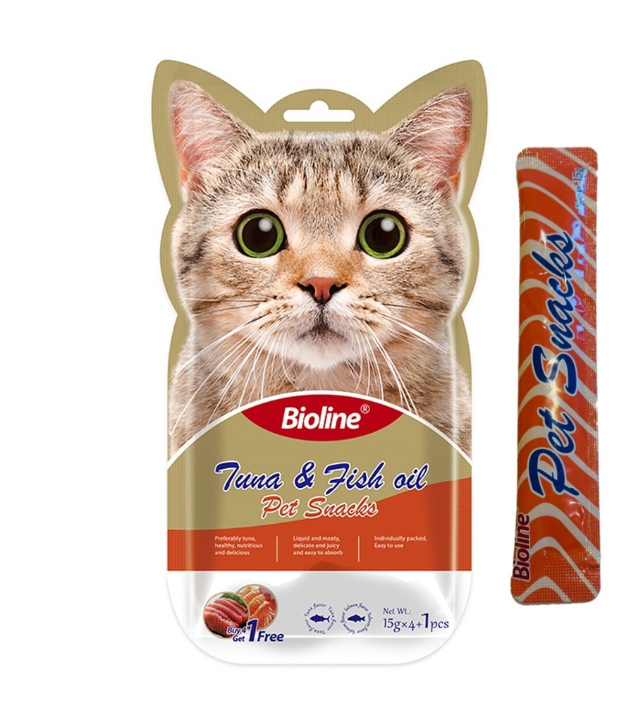 Bioline Tuna &amp; Fish Oil Kitten Liquid Snacks 15gm(1 Stick)