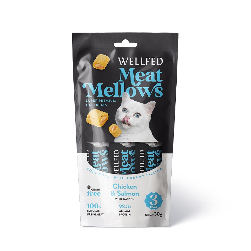 Pet Interest Wellfed Meat Mellows Chicken &amp; Salmon (3x10g)  For Cat