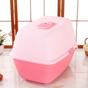 N Brand Cat Litter Box Pink with Folding Hood 24x16x17