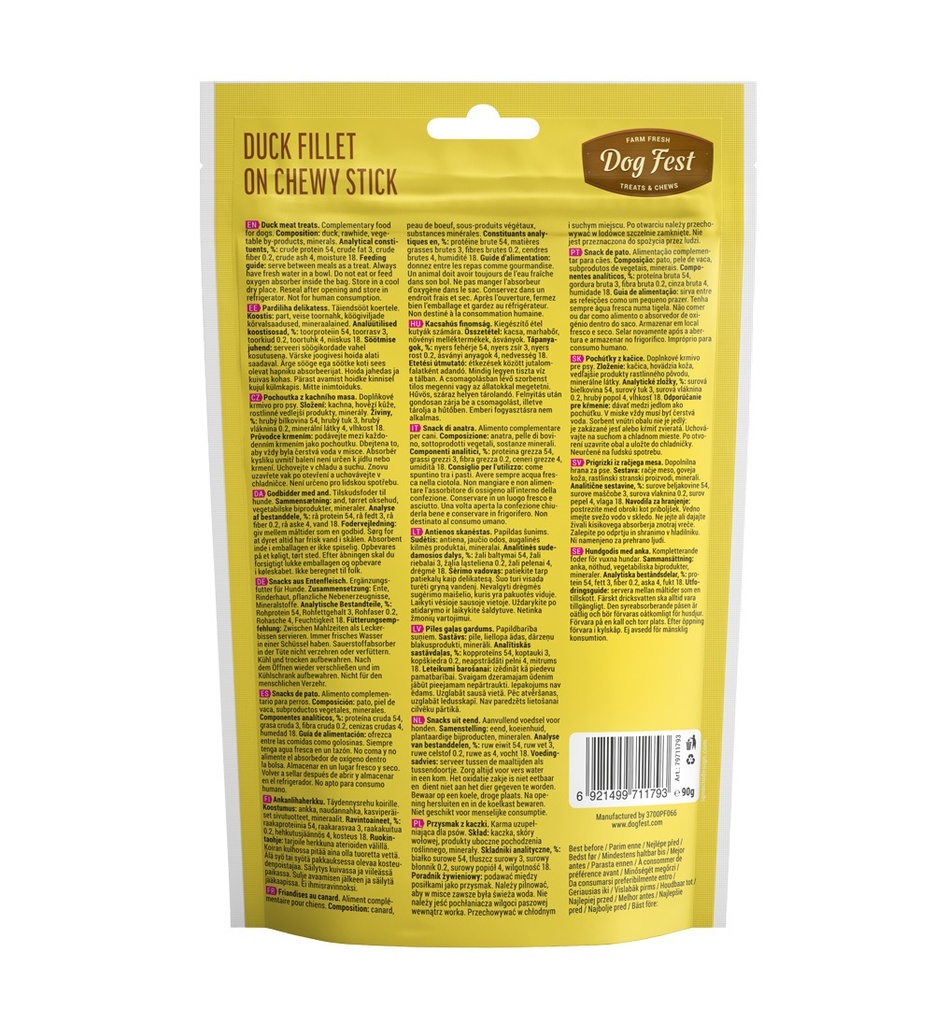 Dog Fest Farm Fresh Duck Fillet on Chewy Stick 90g