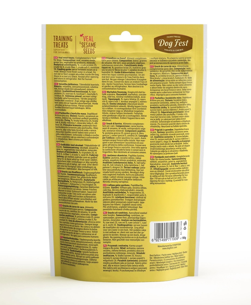 Dog Fest Farm Fresh Training Treat Veal &amp; Sesame Seeds 90g