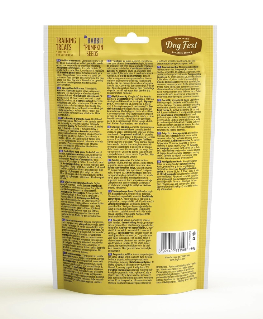Dog Fest Farm Fresh Training Treat Rabbit &amp; Pumpkin Seeds 90g