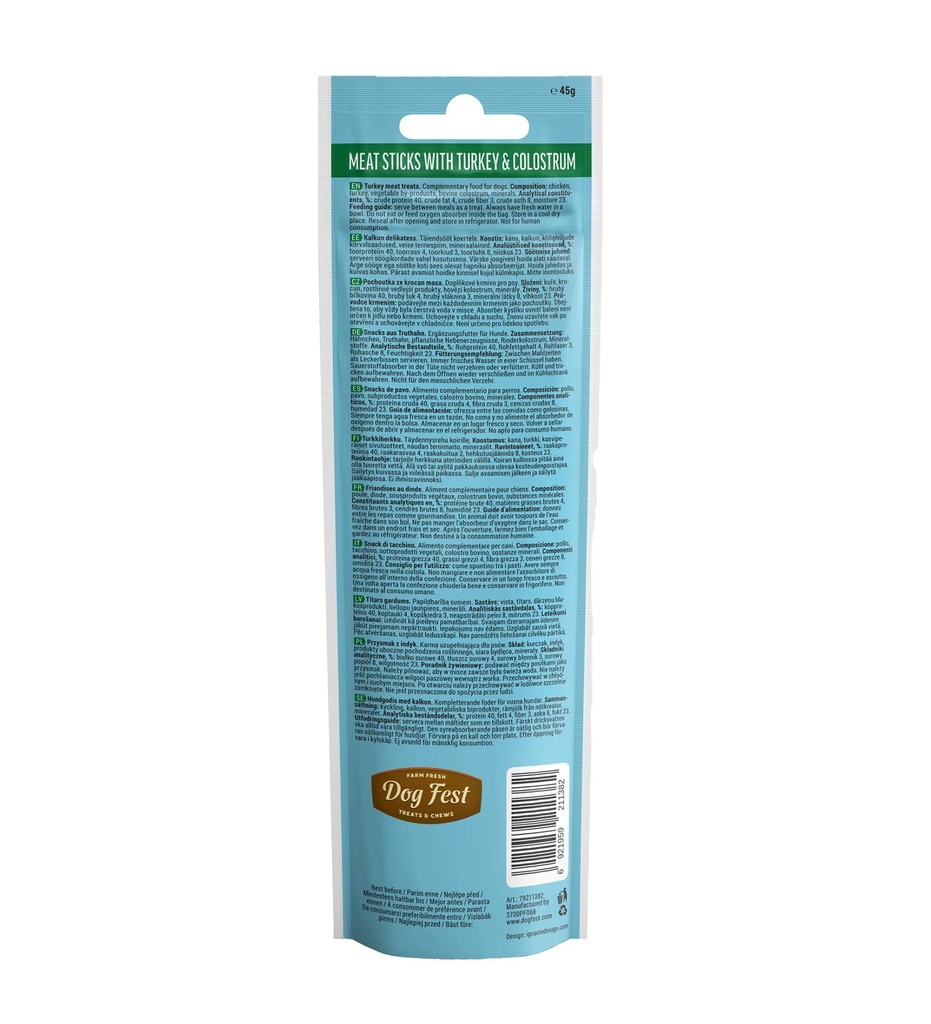 Dog Fest Farm Fresh Turkey Stick with Colostrum For Puppies 45g