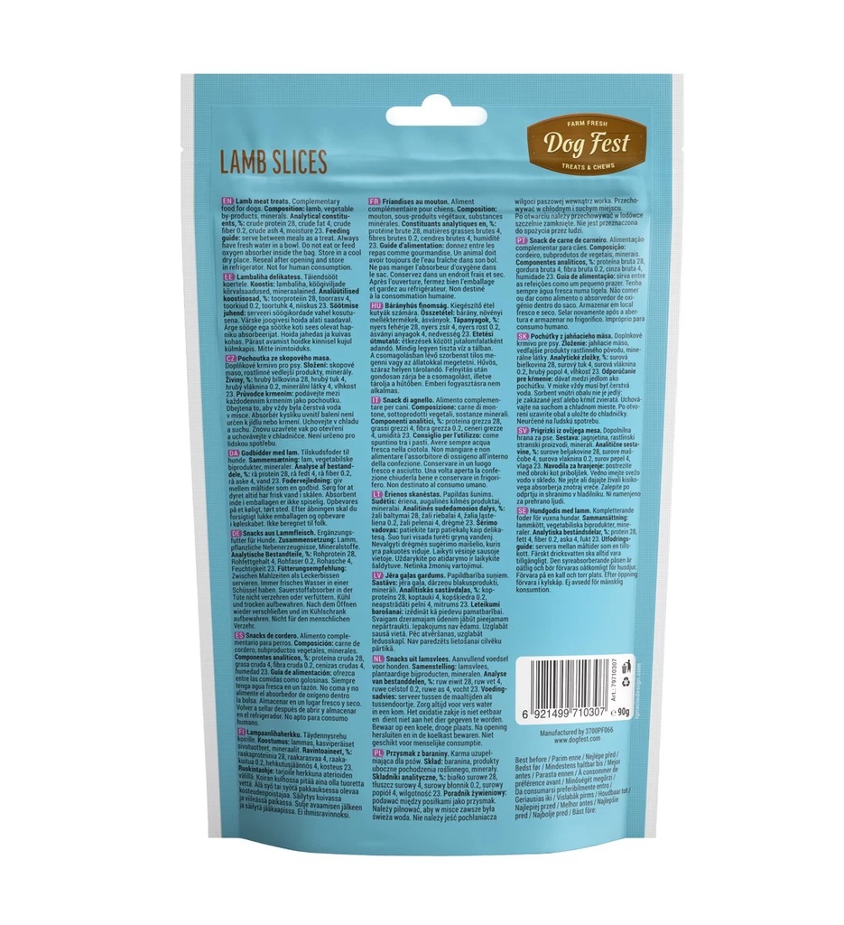 Dog Fest Farm Fresh Lamb Slices For Puppies 90g