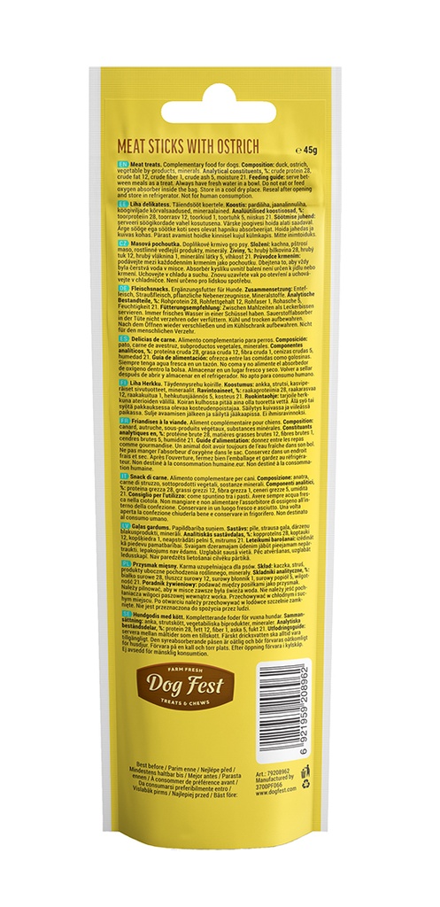 Dog Fest Farm Fresh Meat Sticks with Ostrich 45g