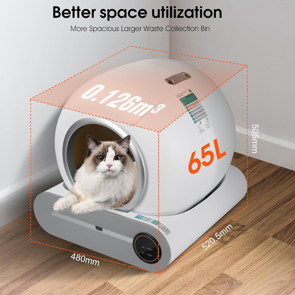 Smart Automated Cat Litter Box White 480x520x505 mm