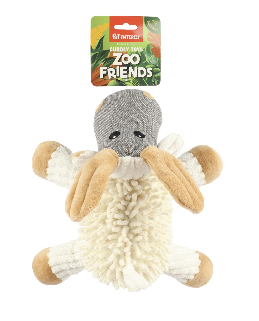Pet Interest Zoo Friends Cuddly Squeaky Toy Noodle Animals