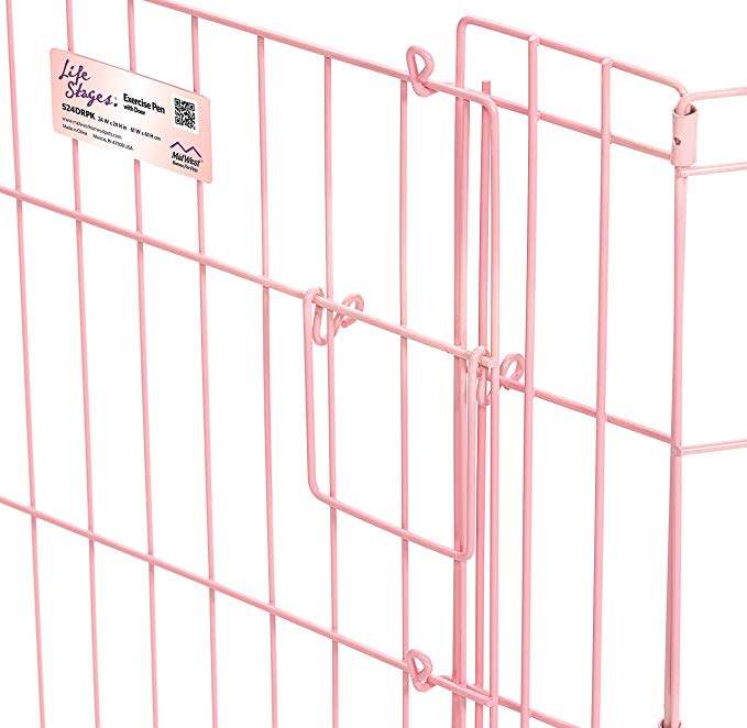 Midwest Exercise Pen W/Full Max Lock Door Pink 24''