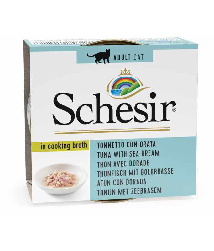 Schesir Can for Cat Tuna with Sea Bream in Broth 70g