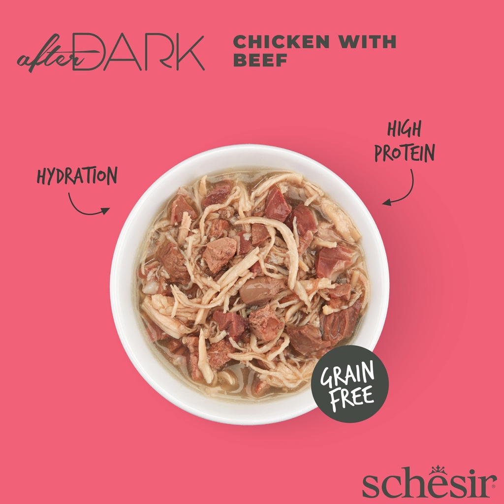 Schesir After Dark Can for Cat Chicken with Beef in Broth 80g