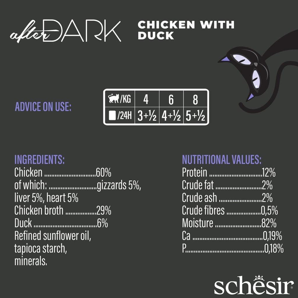 Schesir After Dark Can for Cat Chicken with Duck in Broth 80g