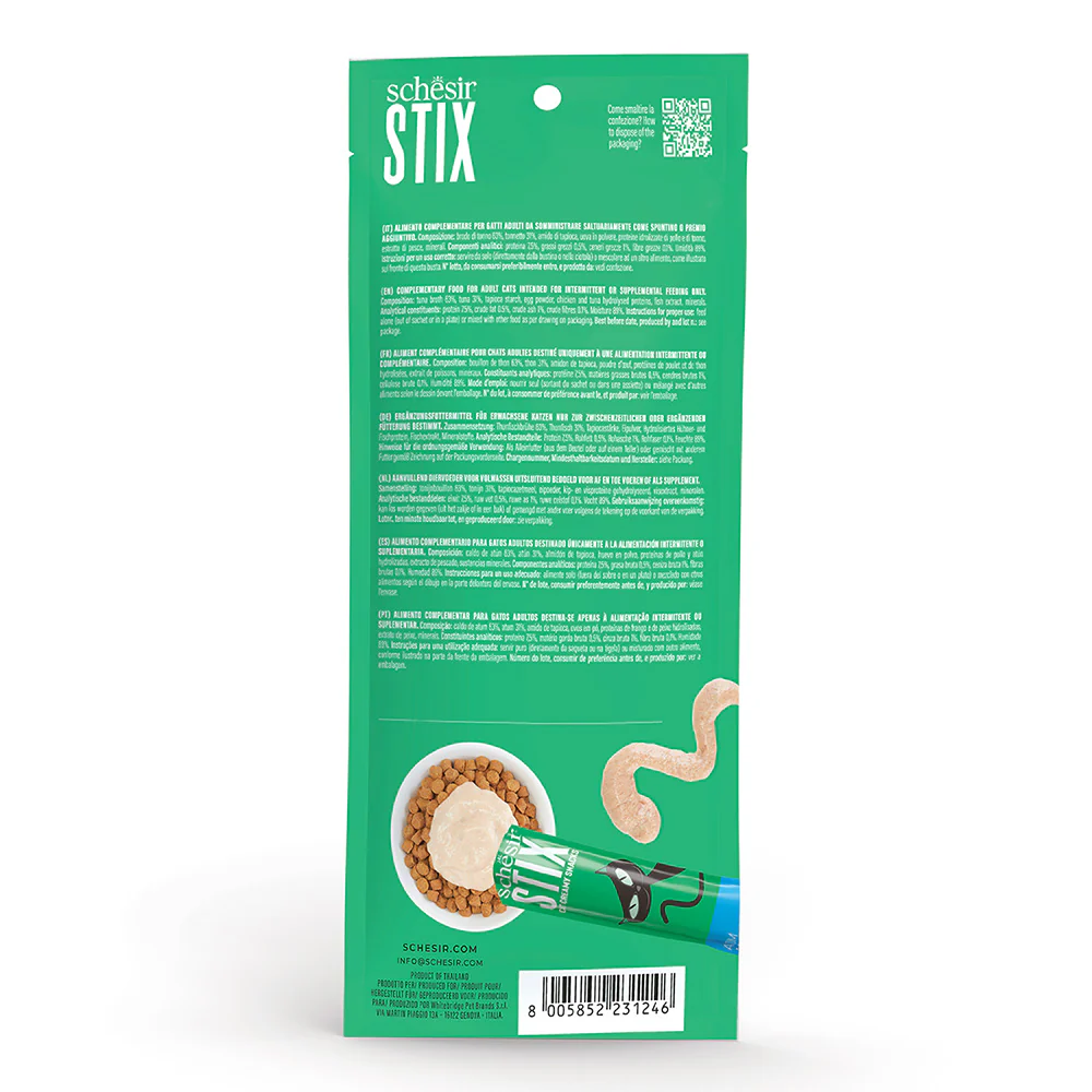 Schesir Stix Cat Creamy Snacks with Tuna 6 X 15g