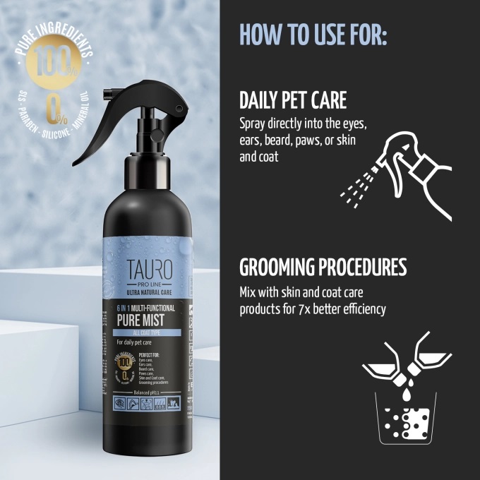 Tauro Pro Line Ultra Natural Care 6in1 Multi-Functional Pure Mist for Daily Pet Care 250ml