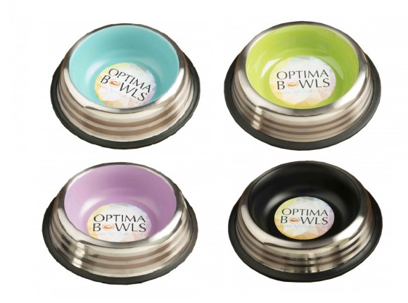 Optima Bowls Premium No-tip, Lined Platinum Pet Bowl Charcoal