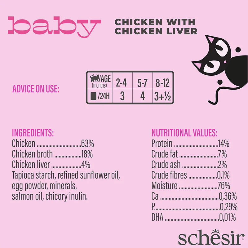 Schesir Baby Kitten Can Chicken with Chicken Liver in Broth 70g