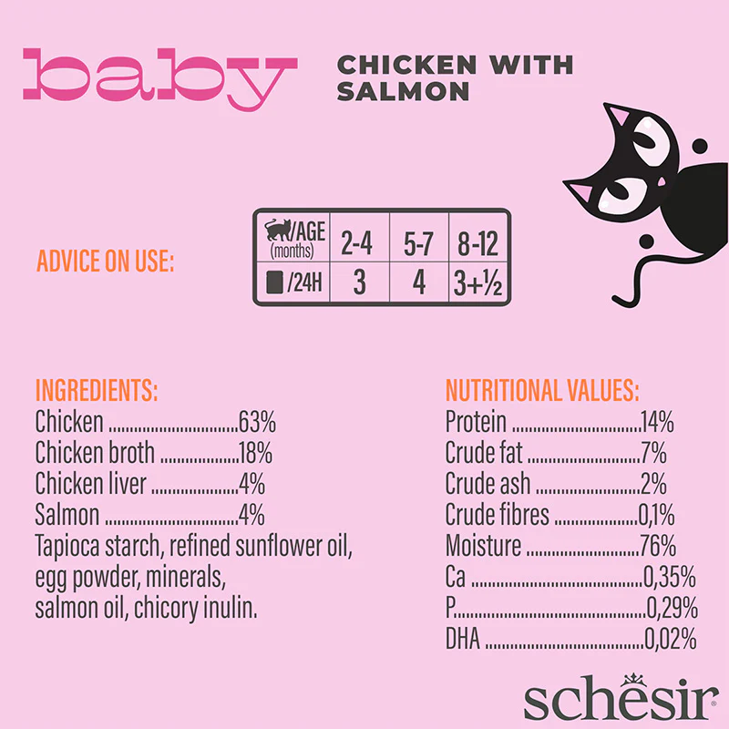 Schesir Baby Kitten Can Chicken with Salmon in Broth 70g