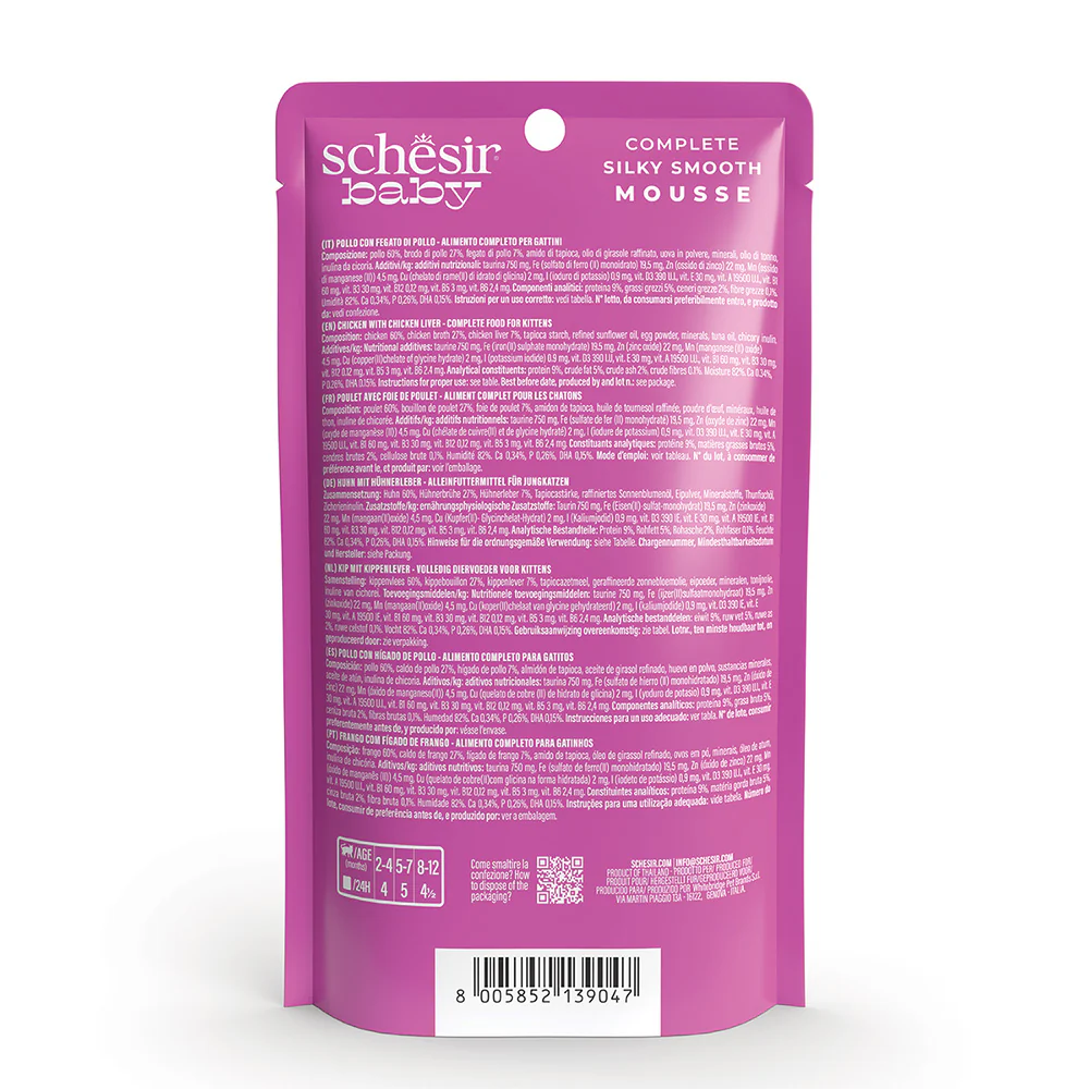 Schesir Baby Kitten Pouch Chicken with Chicken Liver In Mousse 70g