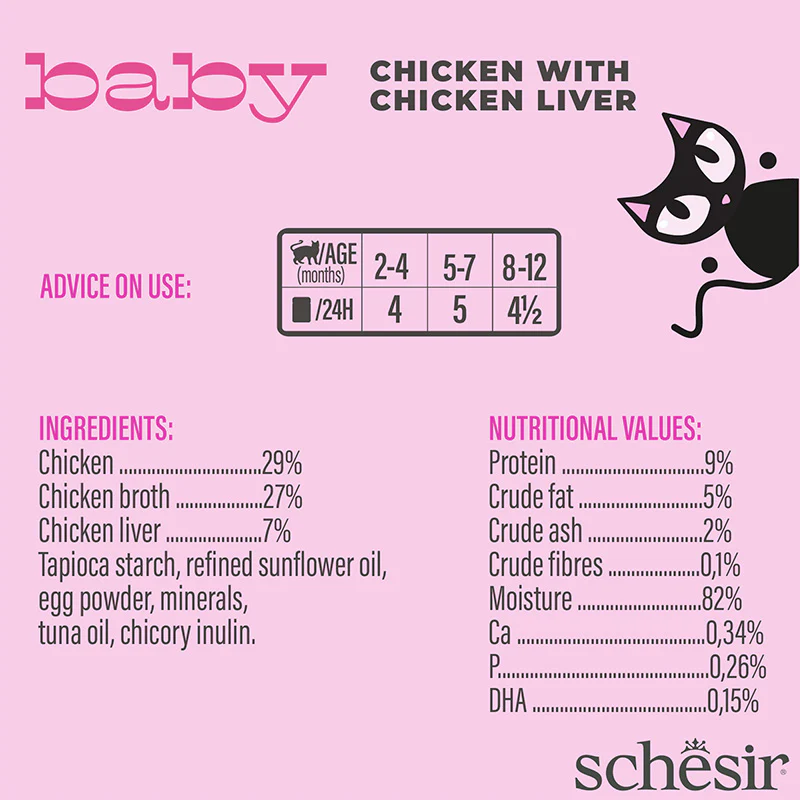 Schesir Baby Kitten Pouch Chicken with Chicken Liver In Mousse 70g