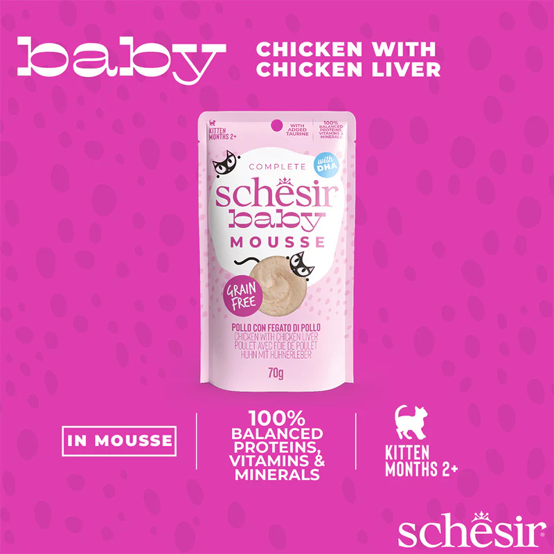 Schesir Baby Kitten Pouch Chicken with Chicken Liver In Mousse 70g
