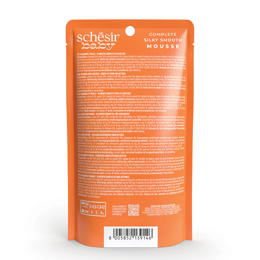 Schesir Baby Kitten Pouch Salmon and Chicken in Mousse 70g