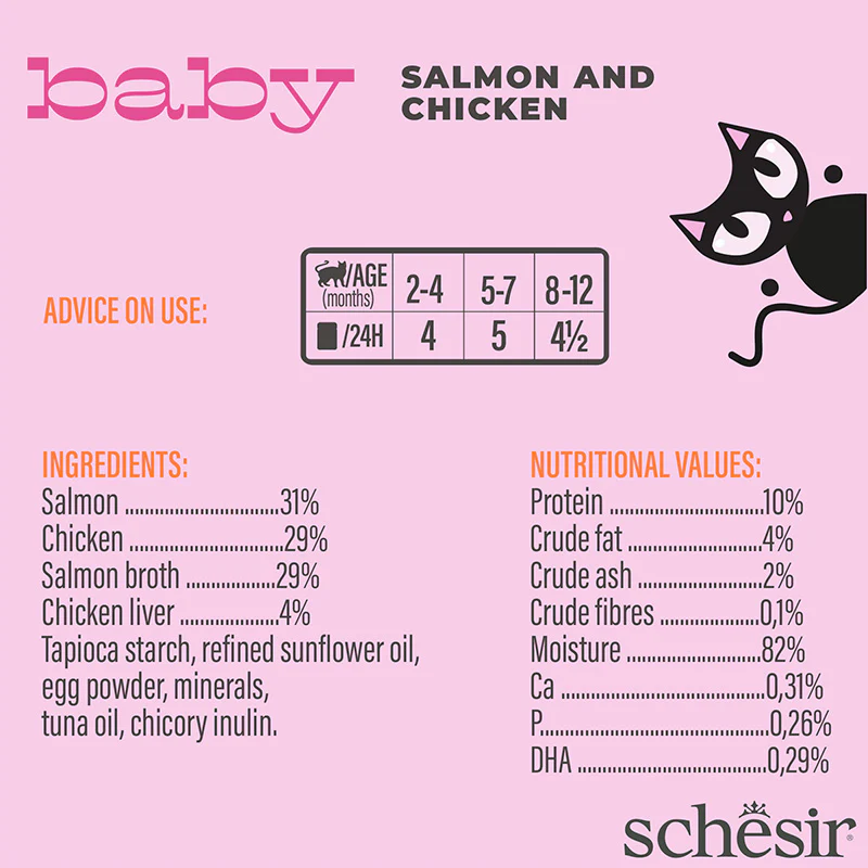 Schesir Baby Kitten Pouch Salmon and Chicken in Mousse 70g