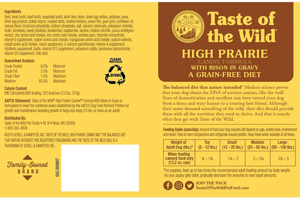 Taste of the Wild High Prairie Canine with Bison in Gravy