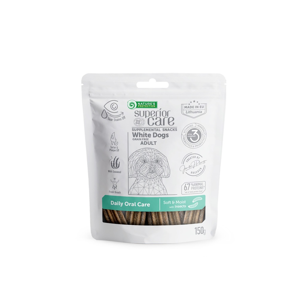Nature's Protection Superior Care White Coat Supplemental Snacks Daily Oral Care with Insects For Adult Dogs 150g