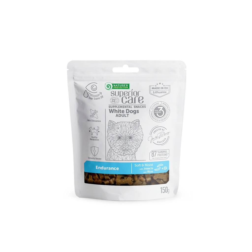 Nature's Protection Superior Care White Coat Supplemental Snacks Endurance with Insects and Rice For Adult Dogs 150g