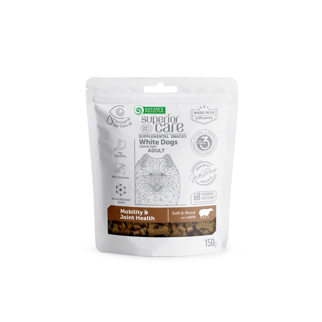 Nature's Protection Superior Care White Coat Supplemental Snacks Mobility &amp; Joint Health with Lamb For Adult Dogs 150g