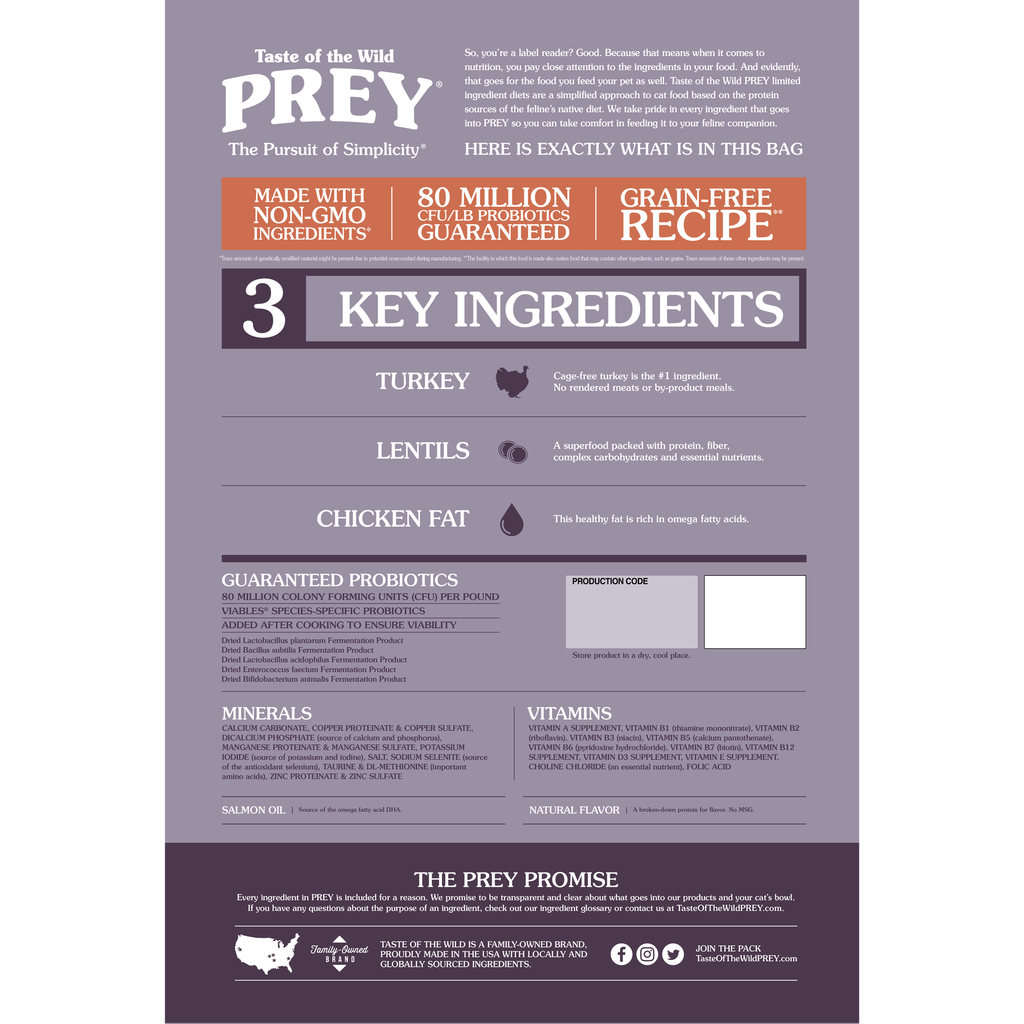 Taste of the Wild Prey Turkey Recipe For Cats 2.72kg