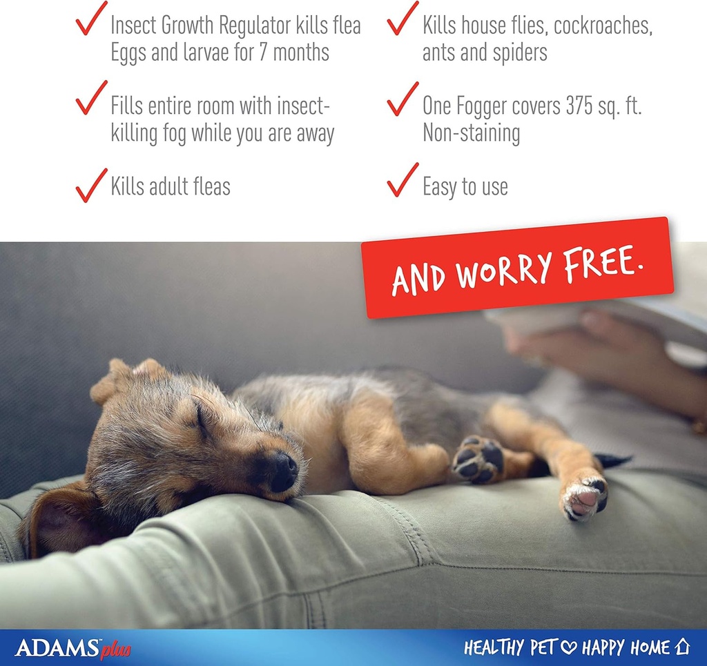 Adams Plus Flea Control Indoor Fogger, 3 Ounce, 3 Pack